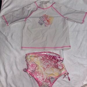 Circo White Rash Guard Set with Pink and Yellow Accents